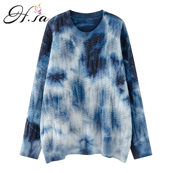 h.sa women winter clothes christmas tie dye pull jumpers purple irregular printed knitwear korean sweater twisted 210417, White;black
h.sa women winter clothes christmas tie dye pull jumpers purple irregular printed knitwear korean sweater twisted 210417, White;black