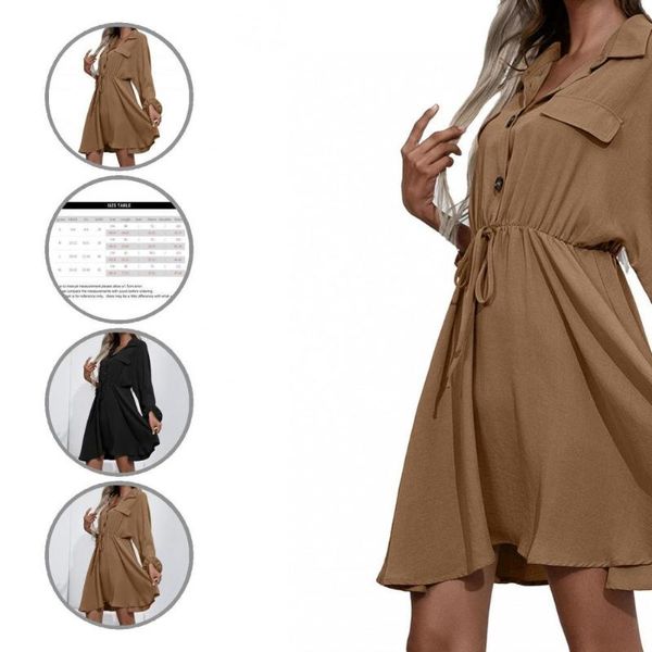 casual dresses autumn beautiful a-line women mini dress waist tight shirt buttons for daily wear, Black;gray
casual dresses autumn beautiful a-line women mini dress waist tight shirt buttons for daily wear, Black;gray