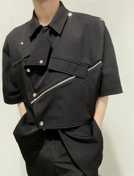 men's casual shirts xs-6xl 2021 clothing catwalk fashion original design personality outer splicing shirt plus size costumes, White;black
men's casual shirts xs-6xl 2021 clothing catwalk fashion original design personality outer splicing shirt plus size costumes, White;black