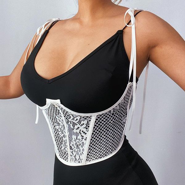 belts women sheer lace mesh patchwork bustier corset vintage strapless off shoulder crisscross lace-up back overbust waist top, Black;brown
belts women sheer lace mesh patchwork bustier corset vintage strapless off shoulder crisscross lace-up back overbust waist top, Black;brown