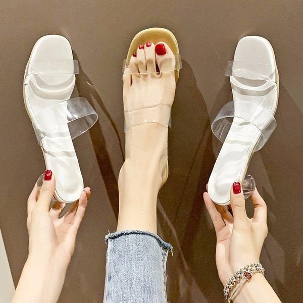 slippers transparent strappy jelly shoes square toe high heels sandals women clear heel summer flip flops for yuj7, Black
slippers transparent strappy jelly shoes square toe high heels sandals women clear heel summer flip flops for yuj7, Black