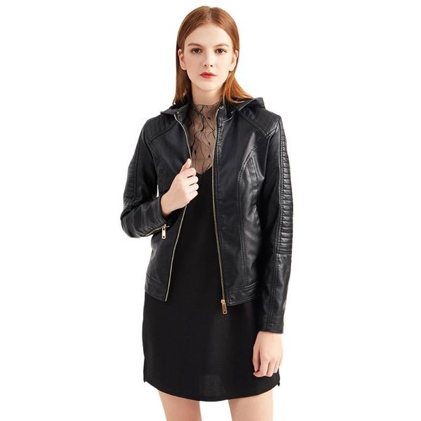 women's leather & faux european and american large size fleece hooded autumn winter short jacket warm casual, Black
women's leather & faux european and american large size fleece hooded autumn winter short jacket warm casual, Black