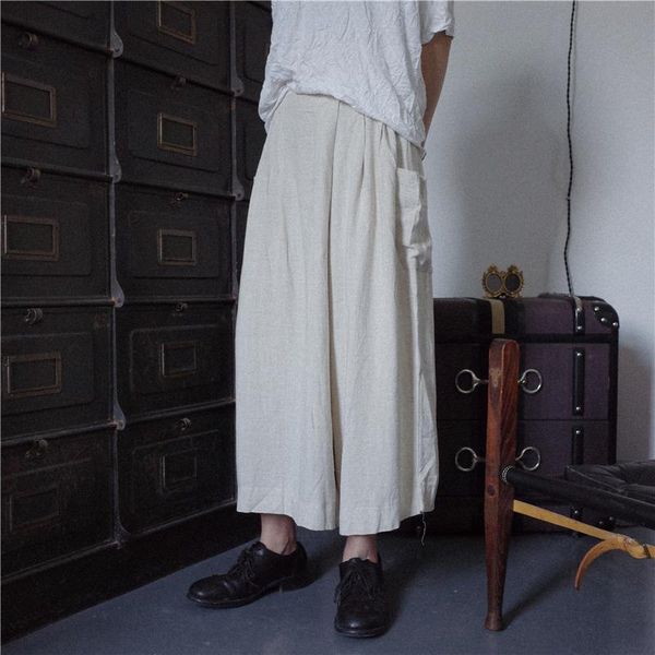 men's pants 2021 women men clothing hair stylist asymmetrical cotton linen wide leg pantskirt culottes plus size singer costumes, Black
men's pants 2021 women men clothing hair stylist asymmetrical cotton linen wide leg pantskirt culottes plus size singer costumes, Black