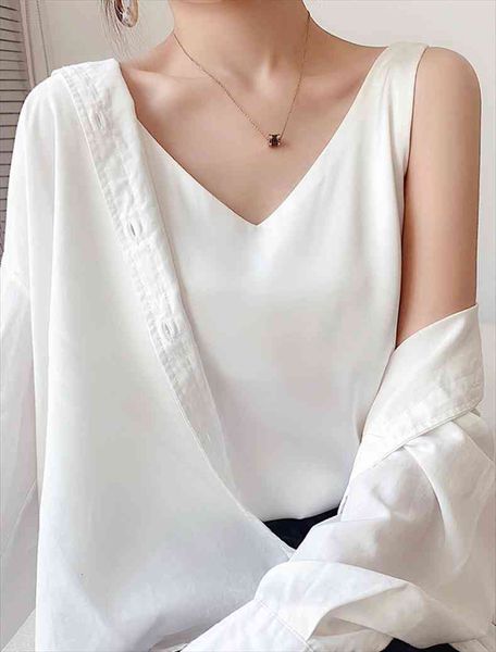 real silk camisole inner suit women camis white black bottoming satin mulberry small summer v neck
real silk camisole inner suit women camis white black bottoming satin mulberry small summer v neck