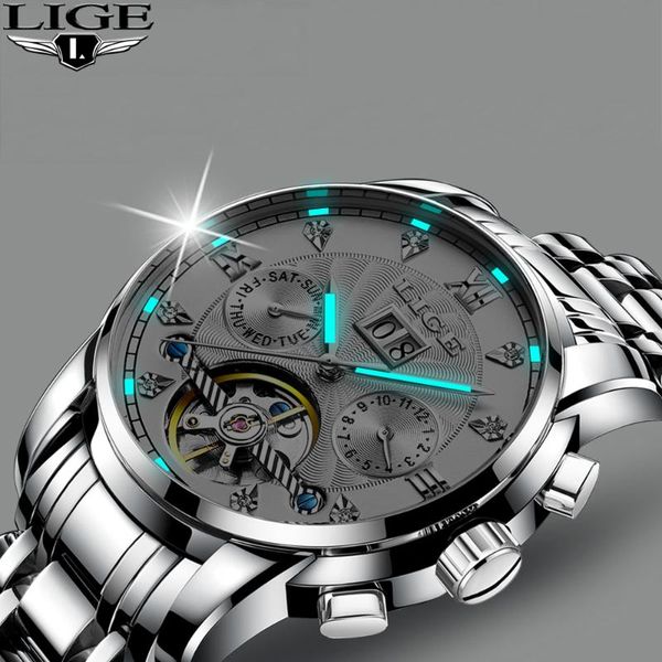 wristwatches relogio masculino lige 2021 men's self-wind tourbillon mechanical watches water resistant automatic skeleton watch men rel, Slivery;brown
wristwatches relogio masculino lige 2021 men's self-wind tourbillon mechanical watches water resistant automatic skeleton watch men rel, Slivery;brown