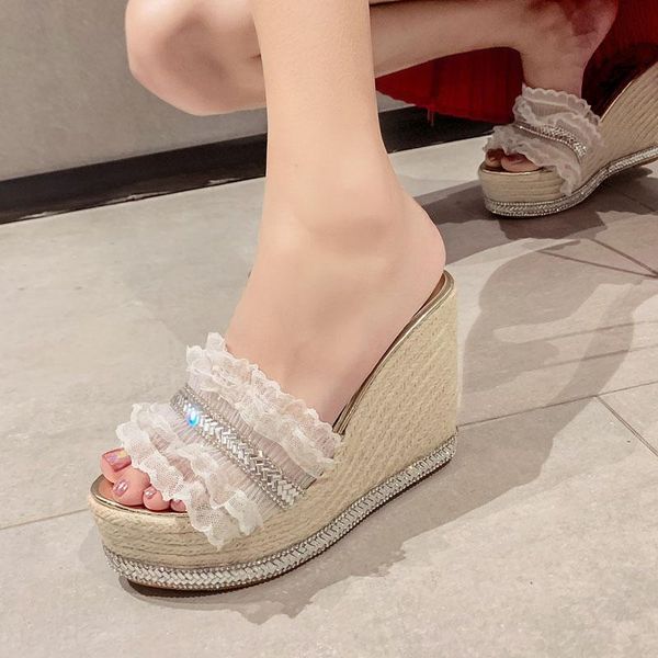 slippers 2021 summer sweet feng shui rhinestone fashion thick bottom lace wedge heel slipper, Black
slippers 2021 summer sweet feng shui rhinestone fashion thick bottom lace wedge heel slipper, Black