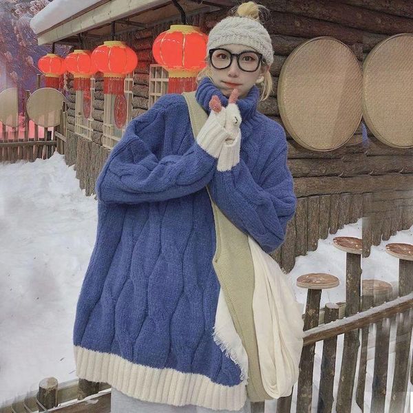 women's sweaters turtleneck sweater retro thickening winter vintage warm oversize knitting loose fashion pullovers teenagers lovely pat, White;black
women's sweaters turtleneck sweater retro thickening winter vintage warm oversize knitting loose fashion pullovers teenagers lovely pat, White;black