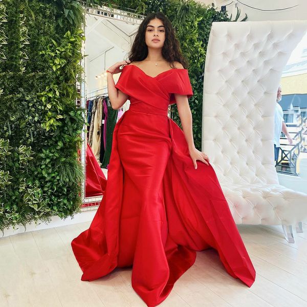 2022 red satin evening dress arabic dubai elegant off the shoulder mermaid prom party gown detachable tail robe de soiree vestidos de fiesta, Black;red
2022 red satin evening dress arabic dubai elegant off the shoulder mermaid prom party gown detachable tail robe de soiree vestidos de fiesta, Black;red