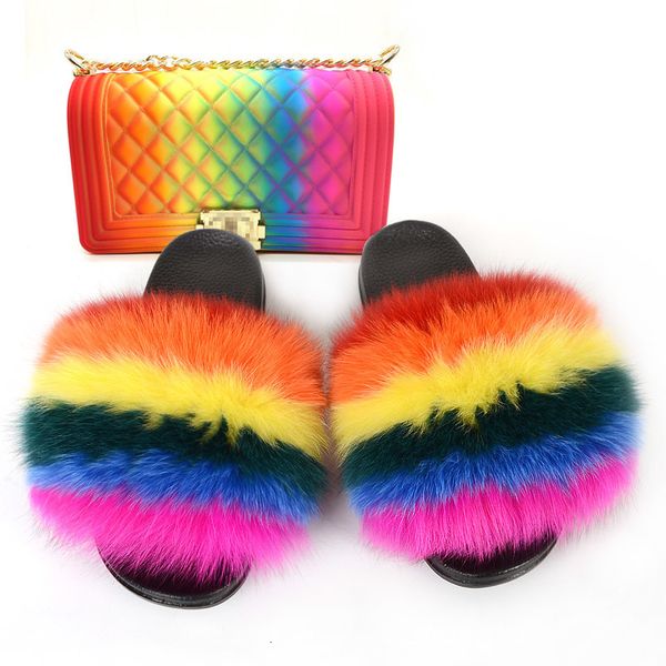 slippers women's fashion summer fox fur slides multi-colors pvc jelly purses bags set ladies casual eva furry sandals female sli syag, Black
slippers women's fashion summer fox fur slides multi-colors pvc jelly purses bags set ladies casual eva furry sandals female sli syag, Black
