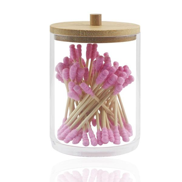 acrylic cotton pad storage box no lid clear wood makeup organizer desk case holder boxes & bins