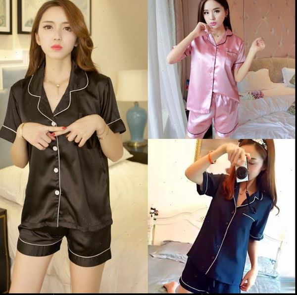 loungewear two piece satin pajamas women sleepwear set short sleeve button down pj korean style silk sets ouc413a, Black;red
loungewear two piece satin pajamas women sleepwear set short sleeve button down pj korean style silk sets ouc413a, Black;red