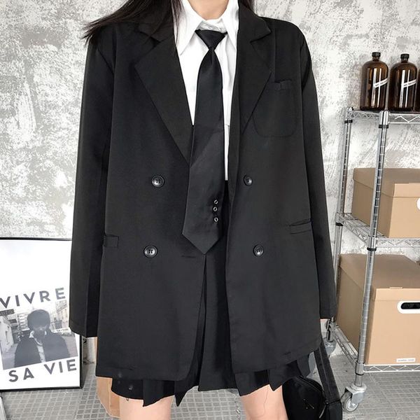 women's suits & blazers korean black suit outerwear long sleeve women double breasted thin coat 2021 casual office spring clothes, White;black
women's suits & blazers korean black suit outerwear long sleeve women double breasted thin coat 2021 casual office spring clothes, White;black