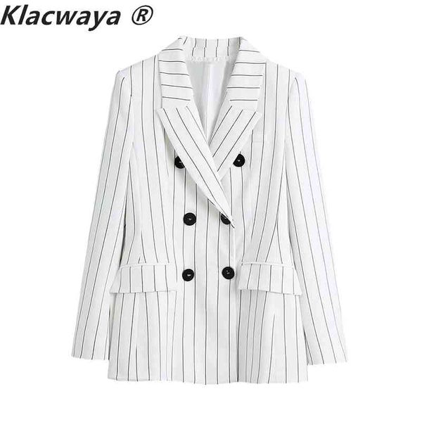 za women summer striped blazers suits long sleeve double breasted female elegant slim ol blazer outerwear 210521, White;black
za women summer striped blazers suits long sleeve double breasted female elegant slim ol blazer outerwear 210521, White;black