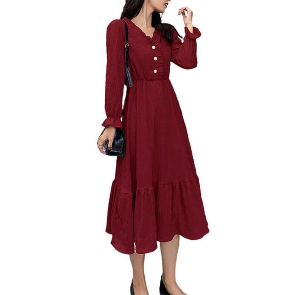casual dresses long-sleeved women dress washable sweet v neck soft ruffled flounce long fashion accessory french style 2021, Black;gray
casual dresses long-sleeved women dress washable sweet v neck soft ruffled flounce long fashion accessory french style 2021, Black;gray