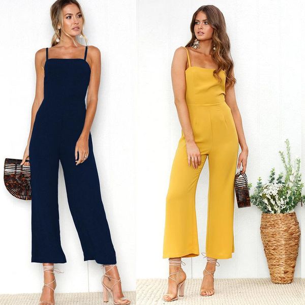 women's jumpsuits & rompers 2021 summer jumpsuit long women overalls spaghetti strap backless womens female playsuit for, Black;white
women's jumpsuits & rompers 2021 summer jumpsuit long women overalls spaghetti strap backless womens female playsuit for, Black;white