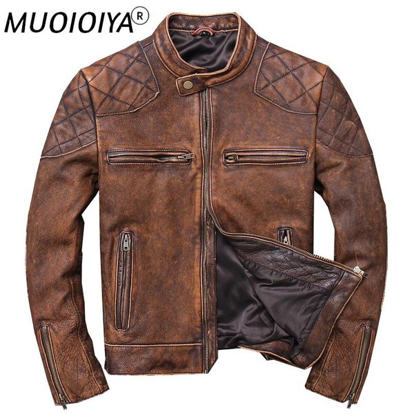 men's leather & faux genuine jacket men's retro distressed cowhide motorcycle clothing trendy, Black
men's leather & faux genuine jacket men's retro distressed cowhide motorcycle clothing trendy, Black