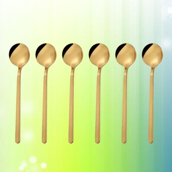pcs 13cm stainless steel round spoon mini long handle teaspoons coffee stirring for sugar dessert (short, golden) spoons
pcs 13cm stainless steel round spoon mini long handle teaspoons coffee stirring for sugar dessert (short, golden) spoons