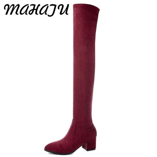 boots women over the knee high hoof heels winter shoes pointed toe elastic fabric, Black
boots women over the knee high hoof heels winter shoes pointed toe elastic fabric, Black