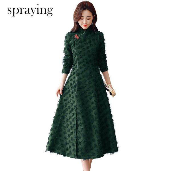 casual dresses 2021 chinese vintage long sleeve women dress spring elegant temperament mandarin collar, Black;gray
casual dresses 2021 chinese vintage long sleeve women dress spring elegant temperament mandarin collar, Black;gray