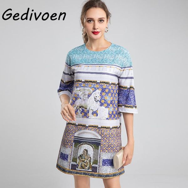 casual dresses gedivoen designer fashion summer short dress women's print vintage o-neck loose waist zippers placket a-line vestdios, Black;gray
casual dresses gedivoen designer fashion summer short dress women's print vintage o-neck loose waist zippers placket a-line vestdios, Black;gray