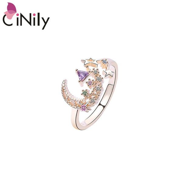 cluster rings cinily s925 sterling silver jewelry zircon ring opening resizable star moon wild living woman, Golden;silver
cluster rings cinily s925 sterling silver jewelry zircon ring opening resizable star moon wild living woman, Golden;silver