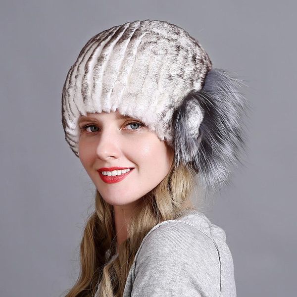beanie/skull caps 100% rex hair flower hat fur women's fall and winter versatile thickened warm ear protection, Blue;gray
beanie/skull caps 100% rex hair flower hat fur women's fall and winter versatile thickened warm ear protection, Blue;gray