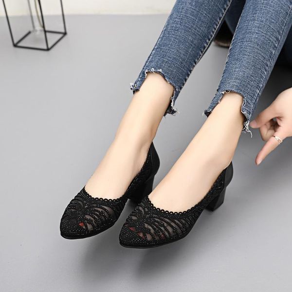 dress shoes spring and summer mesh single female pointed shallow leather thick heel low rhinestone fashion comfortable breath, Black
dress shoes spring and summer mesh single female pointed shallow leather thick heel low rhinestone fashion comfortable breath, Black
