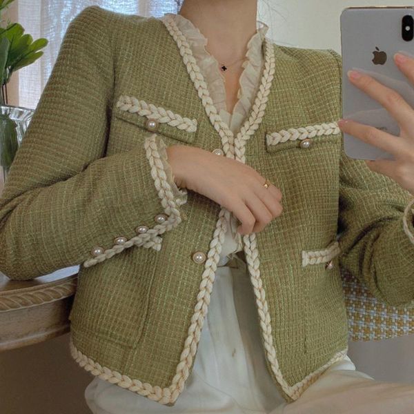 women's jackets classic mustard green short tweed jacket female autumn 2021 french retro elegant small fragrance wind fashion sweet out, Black;brown
women's jackets classic mustard green short tweed jacket female autumn 2021 french retro elegant small fragrance wind fashion sweet out, Black;brown