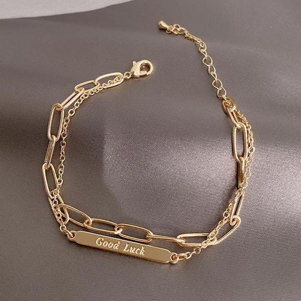charm bracelets vintage goodluck letter design stainless steel bracelet for women female gold charms pulsera armband punk goth jewelry, Golden;silver
charm bracelets vintage goodluck letter design stainless steel bracelet for women female gold charms pulsera armband punk goth jewelry, Golden;silver