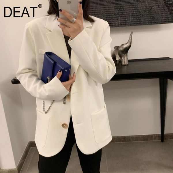 women's suits & blazers deat 2021 spring summer fashion casual notched white loose long sleeve pockest single breasted blazer coat wome, White;black
women's suits & blazers deat 2021 spring summer fashion casual notched white loose long sleeve pockest single breasted blazer coat wome, White;black
