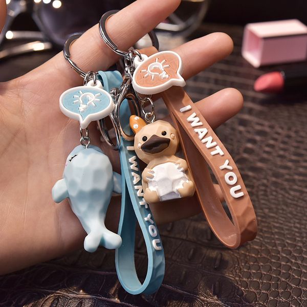 2021 fashion keychain cartoon section dolphin penguin duck personality trend car keychain creative practical gift, Silver
2021 fashion keychain cartoon section dolphin penguin duck personality trend car keychain creative practical gift, Silver