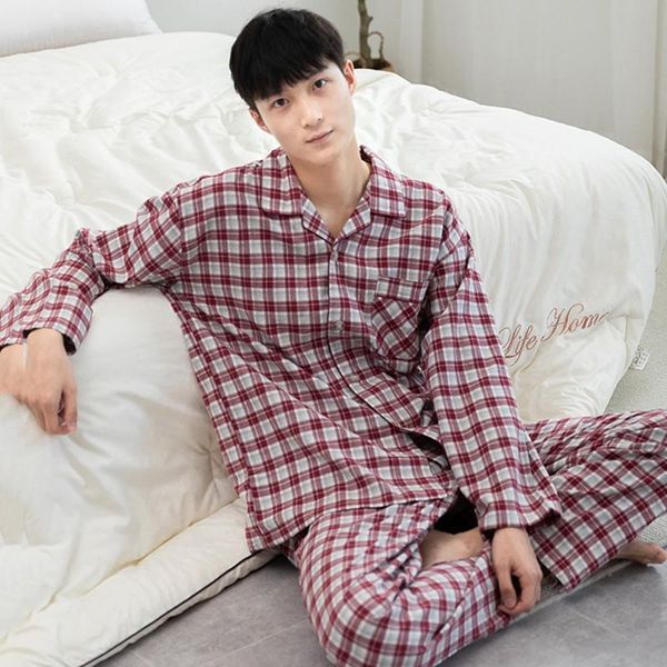 men's sleepwear 2pcs shirt&pants men pajamas suit cotton plaid nightgown sleep set nightwear loose homewear intimate lingerie pyjamas, Black;brown
men's sleepwear 2pcs shirt&pants men pajamas suit cotton plaid nightgown sleep set nightwear loose homewear intimate lingerie pyjamas, Black;brown
