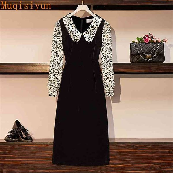 spring dresses for women vintage style doll collar patchwork velvet long sleeves elegant midi black dress female clothing 210519, Black;gray
spring dresses for women vintage style doll collar patchwork velvet long sleeves elegant midi black dress female clothing 210519, Black;gray