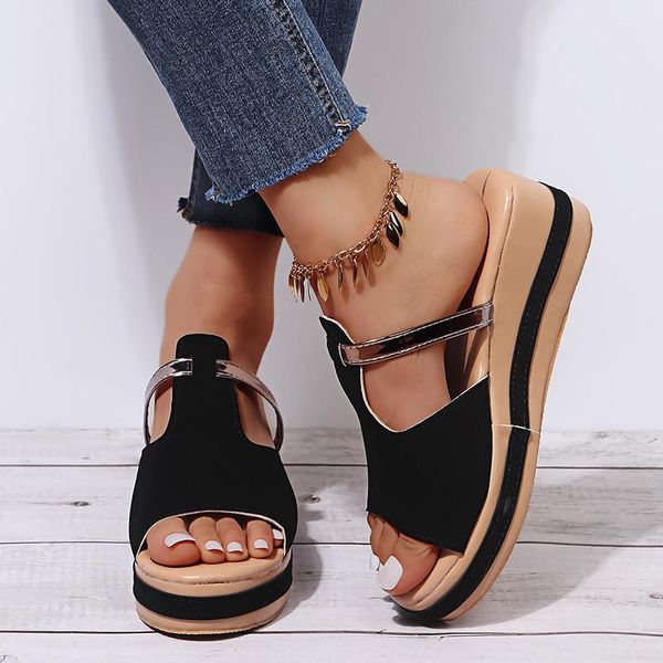 sandals 2021 summer women's fashion comfortable slope heel thick sole wear ladies beach breathable plus size, Black
sandals 2021 summer women's fashion comfortable slope heel thick sole wear ladies beach breathable plus size, Black