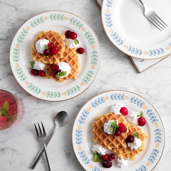 dishes & plates korean ins fresh simple round golden edge leaves ceramic household green western dessert breakfast steak plate pasta
dishes & plates korean ins fresh simple round golden edge leaves ceramic household green western dessert breakfast steak plate pasta
