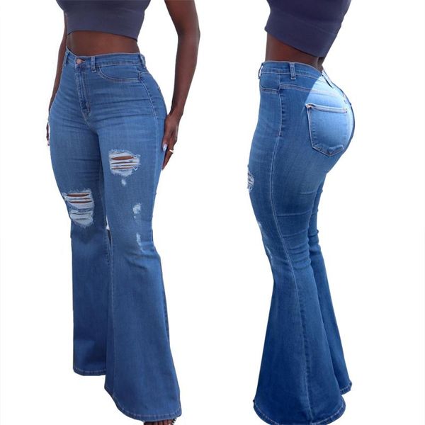 women's jeans fall/winter fashion all-match wide-foot ripped elastic mother denim flared pants, Blue
women's jeans fall/winter fashion all-match wide-foot ripped elastic mother denim flared pants, Blue