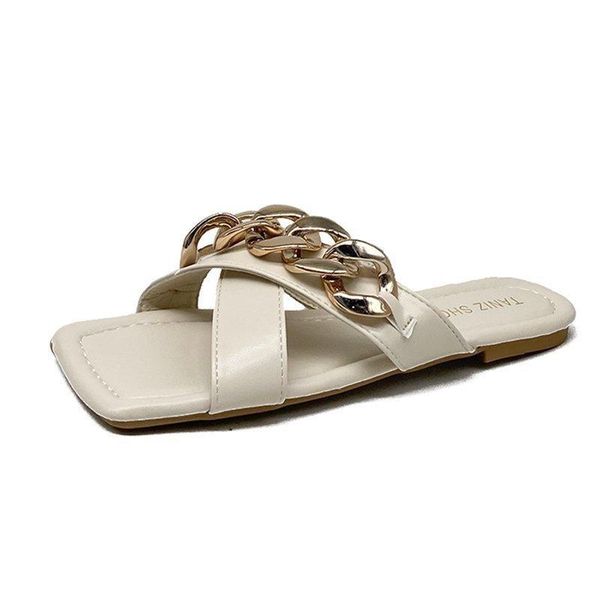 slippers 2021 women summer fashion decoration chain design cross upper open toe flat sandals outdoor shoes, Black
slippers 2021 women summer fashion decoration chain design cross upper open toe flat sandals outdoor shoes, Black