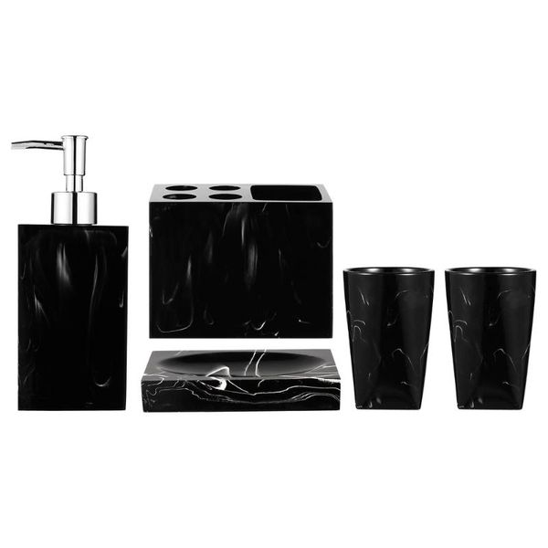 bath accessory set 1 5pcs marbling bathroom supplies toothbrush rack soap holder (black)
bath accessory set 1 5pcs marbling bathroom supplies toothbrush rack soap holder (black)