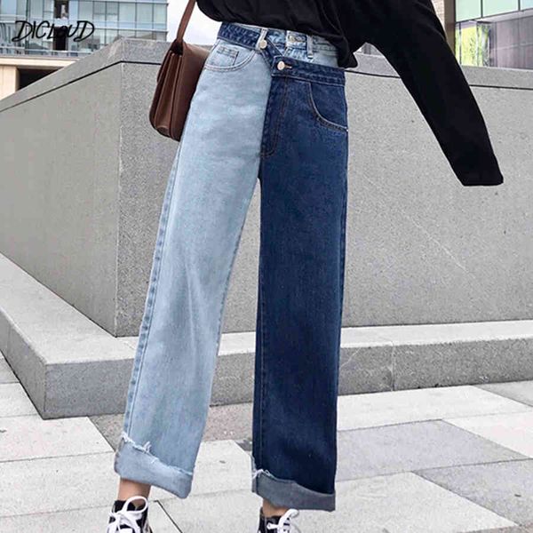 women's jeans dicloud fashion spliced high waist straight women autumn panelled casual trousers woman slim street denim pants ai7s, Blue
women's jeans dicloud fashion spliced high waist straight women autumn panelled casual trousers woman slim street denim pants ai7s, Blue