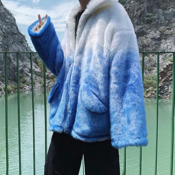 men's fur & faux gradient color imitation thickened jacket winter coat national fashion loose warm veste fourrure homme, Black
men's fur & faux gradient color imitation thickened jacket winter coat national fashion loose warm veste fourrure homme, Black