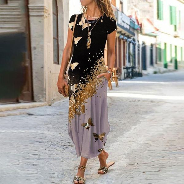 casual dresses swing print women maxi dress holiday butterfly printed loose smock o-neck short sleeve oversized floor-length 40#, Black;gray
casual dresses swing print women maxi dress holiday butterfly printed loose smock o-neck short sleeve oversized floor-length 40#, Black;gray