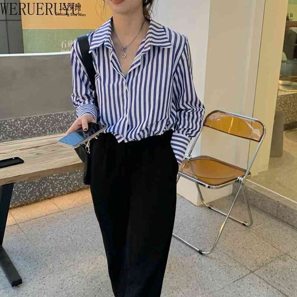 werueruyu loose casual vintage striped basic all match college wind long sleeve turn down collar female women basic t-shirts 210608, White
werueruyu loose casual vintage striped basic all match college wind long sleeve turn down collar female women basic t-shirts 210608, White