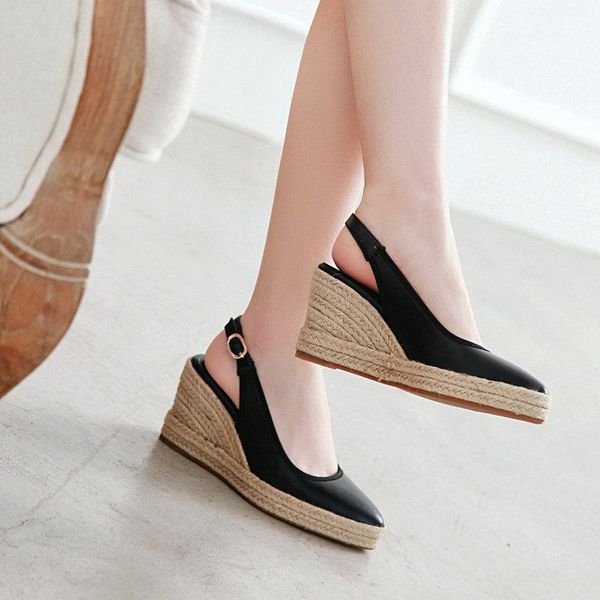 dress shoes women straw weaving wedge high heel platform slingback woman large size 34-43 ladies party, Black
dress shoes women straw weaving wedge high heel platform slingback woman large size 34-43 ladies party, Black