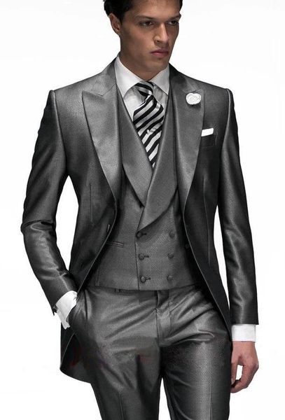 men's suits & blazers (jacket+pants+vest) custom made england style shiny grey tuxedo groom wedding tuxedos men for party, White;black
men's suits & blazers (jacket+pants+vest) custom made england style shiny grey tuxedo groom wedding tuxedos men for party, White;black