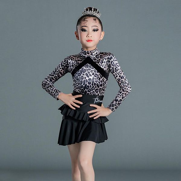 stage wear split suit latin leopard print black skirt for dancing clothes girls dance costume dress sl5552, Black;red
stage wear split suit latin leopard print black skirt for dancing clothes girls dance costume dress sl5552, Black;red