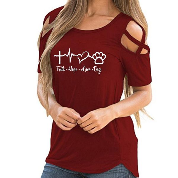women's t-shirt summer faith hope love dog heart print shirt female christmas off shoulder vintage casual women hollow femme, White
women's t-shirt summer faith hope love dog heart print shirt female christmas off shoulder vintage casual women hollow femme, White