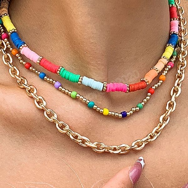 3pcs/set boho colorful polymer clay choker necklace for women fashion gold color round beads link chain metal necklace jewelry, Golden;silver
3pcs/set boho colorful polymer clay choker necklace for women fashion gold color round beads link chain metal necklace jewelry, Golden;silver