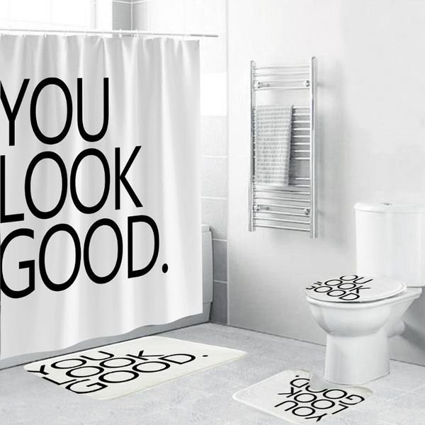 shower curtains you look good quote print white curtain polyester minimalist bathroom decoration set 4 piece non-slip mat toilet cover
shower curtains you look good quote print white curtain polyester minimalist bathroom decoration set 4 piece non-slip mat toilet cover