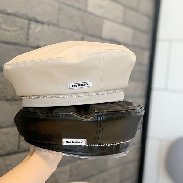 berets punk style pu leather sticker cloth letter flat dome beret for female autumn winter rhinestone decoration painter hat unisex, Blue;gray
berets punk style pu leather sticker cloth letter flat dome beret for female autumn winter rhinestone decoration painter hat unisex, Blue;gray