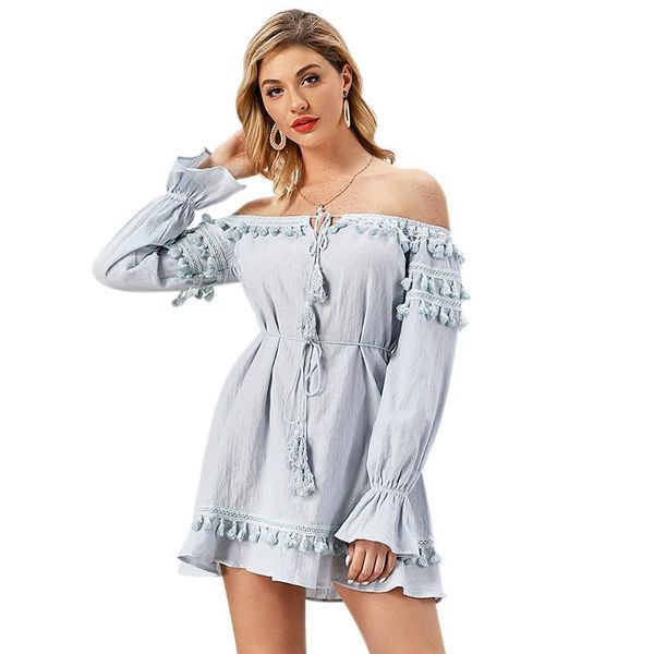 casual dresses slash neck sheer dress boho long sleeve corset bandage summer woman sukienki na wesele damskie off shoulder, Black;gray
casual dresses slash neck sheer dress boho long sleeve corset bandage summer woman sukienki na wesele damskie off shoulder, Black;gray